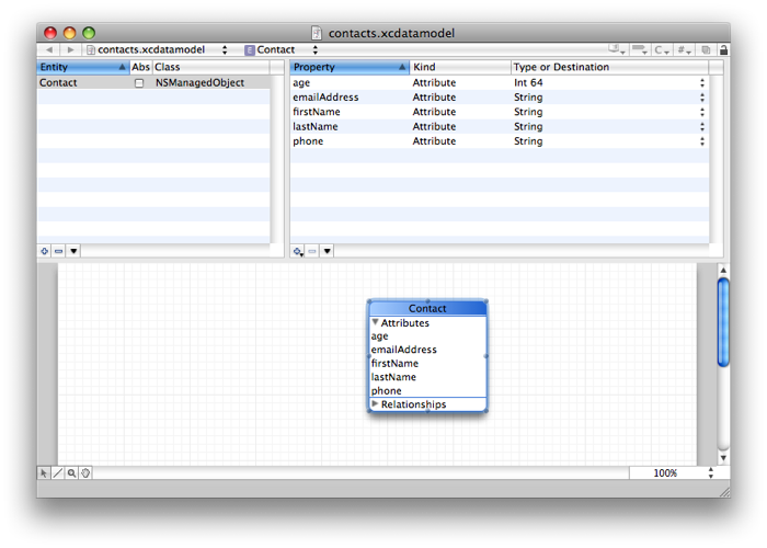 XCode data model editor