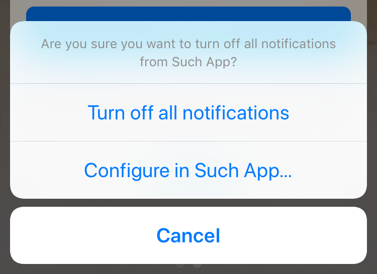 Are you sure you want to turn off all notifications from Such App? - Turn off all notifications / Configure in Such App…